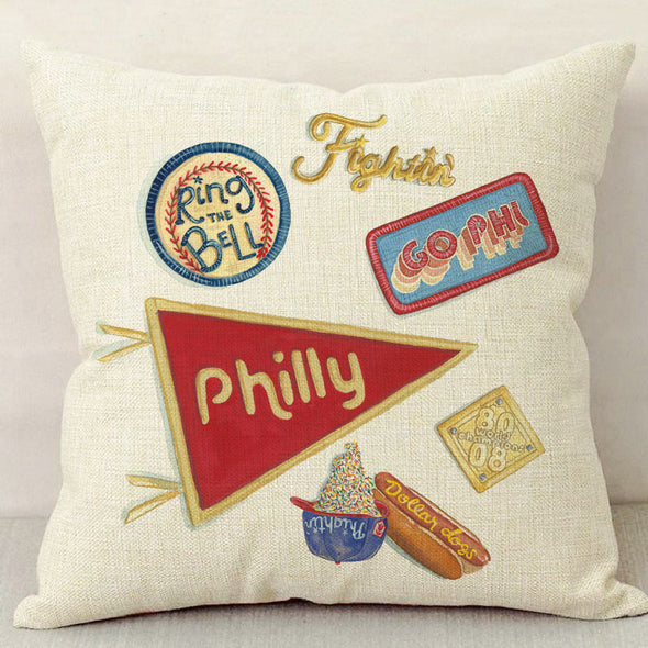 Philly Baseball Fan Inspired Linen Pillowcase