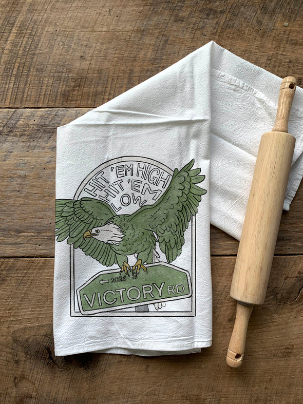 Hit 'em High Eagle Philly Football Flour Sack Towel