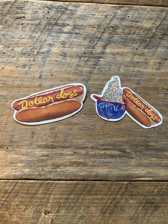 Dollar Dog and ice cream hat Vinyl Sticker Philly baseball inspired