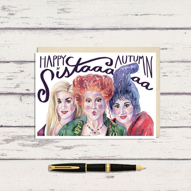 Happy Autumn Sistaaa Fan Inspired Art Greeting Card