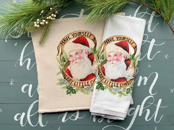 Merry Little Santa Linen Pillowcase