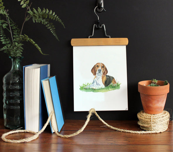 Beagle Dog Watercolor Art Print