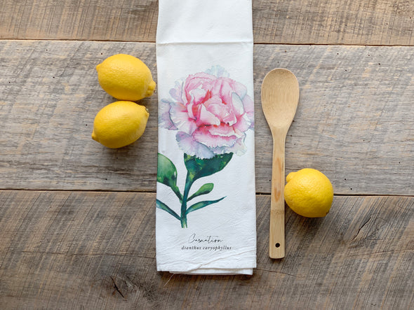 Carnation Flower Flour Sack Towel