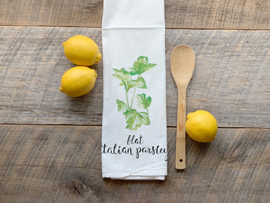 Flat Italian Parsley Flour Sack Tea Towel