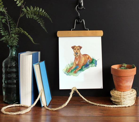 Irish Terrier Dog Watercolor Art Print