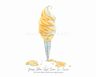 Jersey Shore Soft Serve Ice Cream Watercolor Art Print