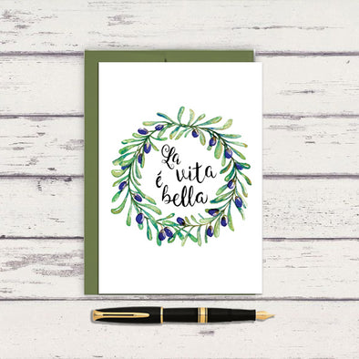 La Vita e Bella wreath Greeting Card