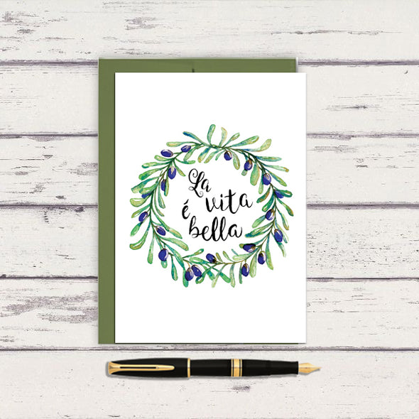 La Vita e Bella wreath Greeting Card