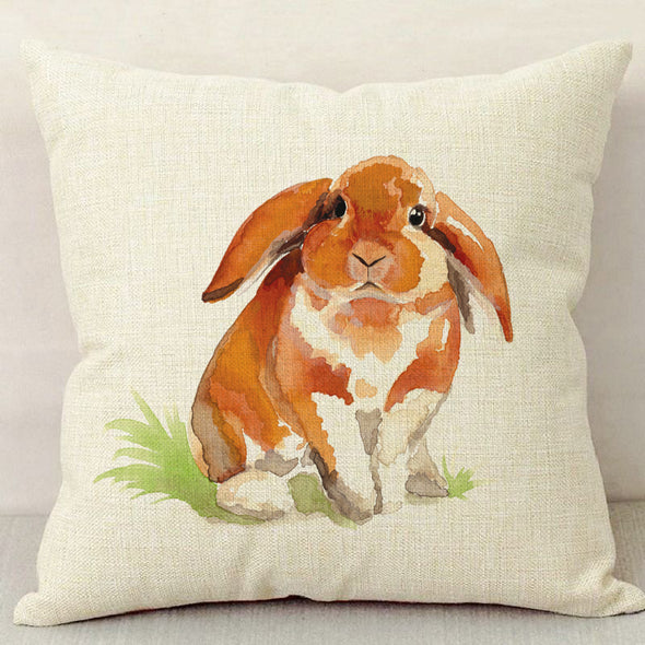 Orange Floppy Bunny Rabbit Linen Pillowcase