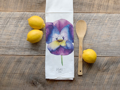 Violet Flower Flour Sack Towel