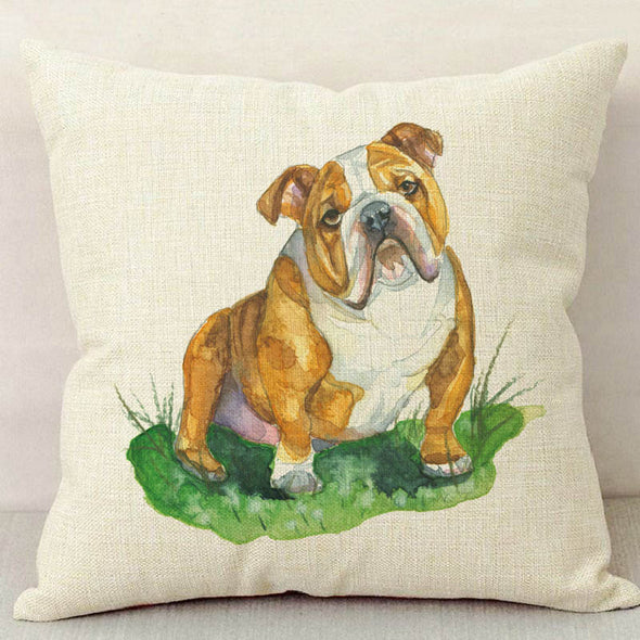 English Bulldog Dog Linen Pillow