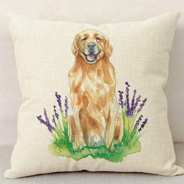 Golden Retriever Dog Linen Pillow
