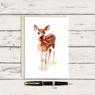 Standing Deer Watercolor Greeting Card