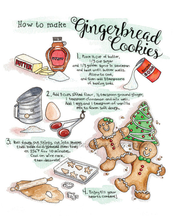 Gingerbread Cookies Watercolor Art Print