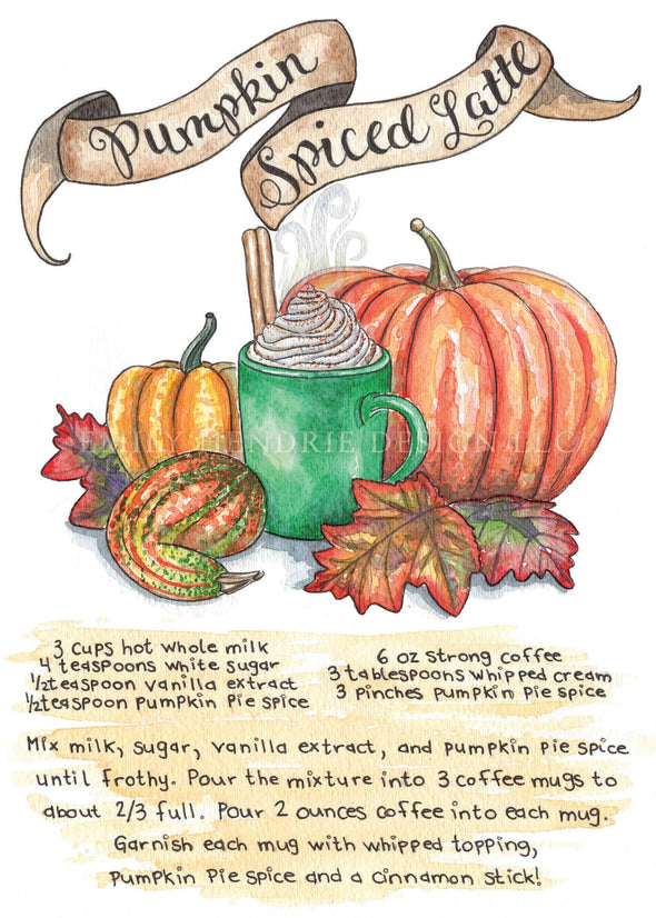 Pumpkin Spiced Latte Watercolor Art Print