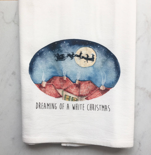 Dreaming of a White Christmas Flour Sack Towel