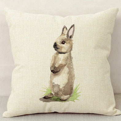 Grey Curious Rabbit Pillow