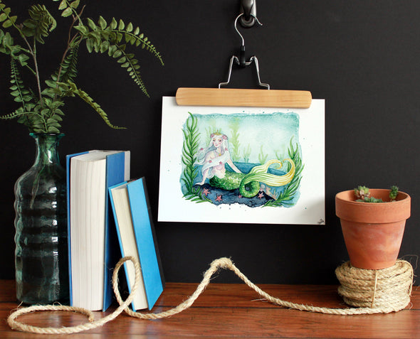 Marvelous Mermaid Watercolor Art Print