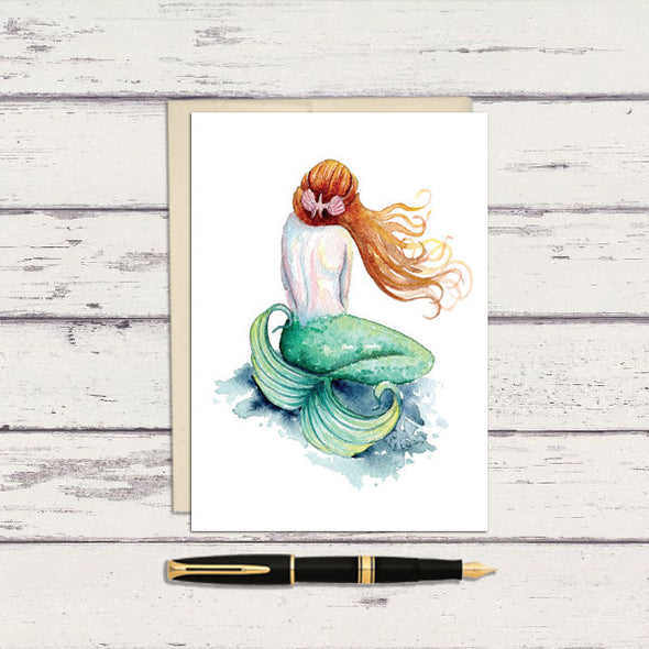Mermaid on Rock Greeting Card