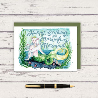 Mermaid Lagoon Birthday Greeting Card