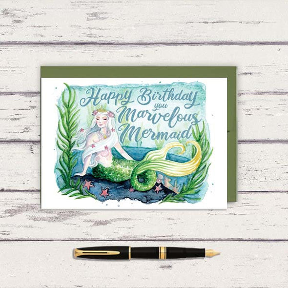 Mermaid Lagoon Birthday Greeting Card