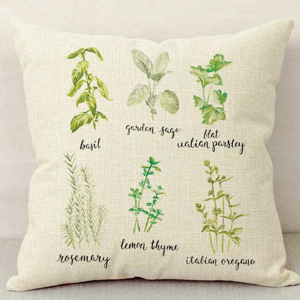 Herb Chart Linen Pillow