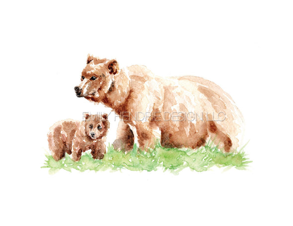 Two Bear Watercolor Art Print