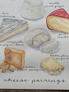 Original Cheese and Wine Pairings Watercolor Art