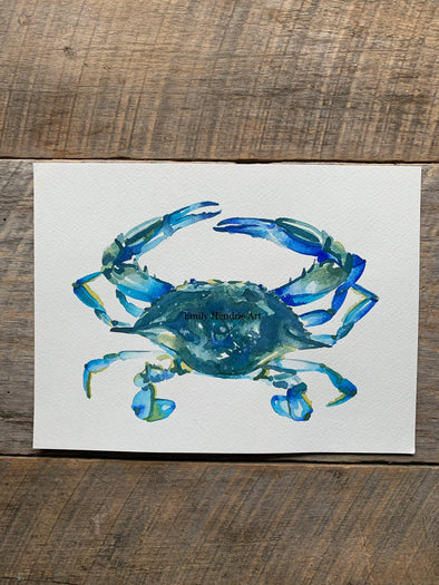 Blue Crab Watercolor Art