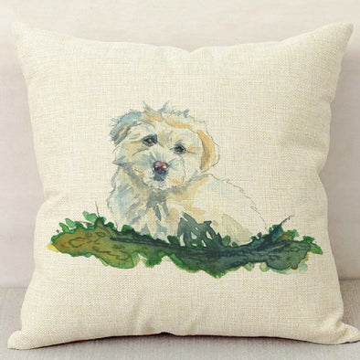 Maltese Dog Linen Pillow