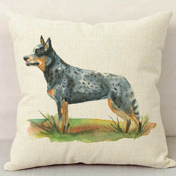 Queensland Heeler Dog Linen Pillow