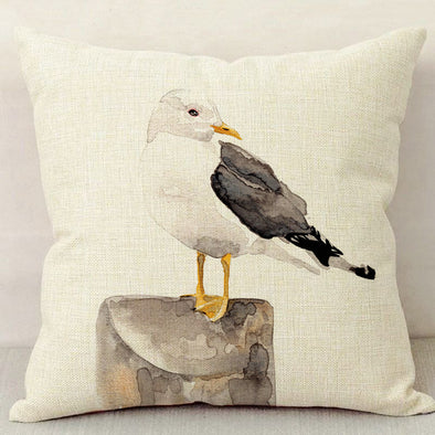Seagull on Pier Pillow Cover