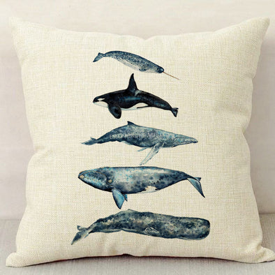 Whale Chart Linen Pillowcase